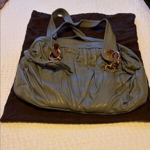 Elegant Gray Leather Handbag